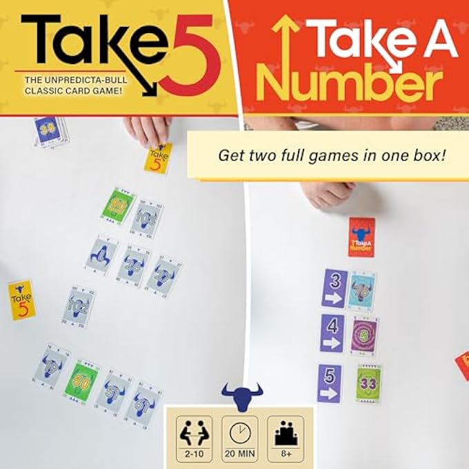 rayihni GAMES TAKE 5 & TAKE A NUMBER  TWO COMPLETE GAMES IN ONE  TAKE 5 IS THE CLASSIC 6 NIMMT! & TAKE A NUMBER IS ALSO KNOWN AS X NIMMT!  CLASSIC CARD GAMES FOR KIDS & ADULTS AGES 8 & OLDER - Image 2